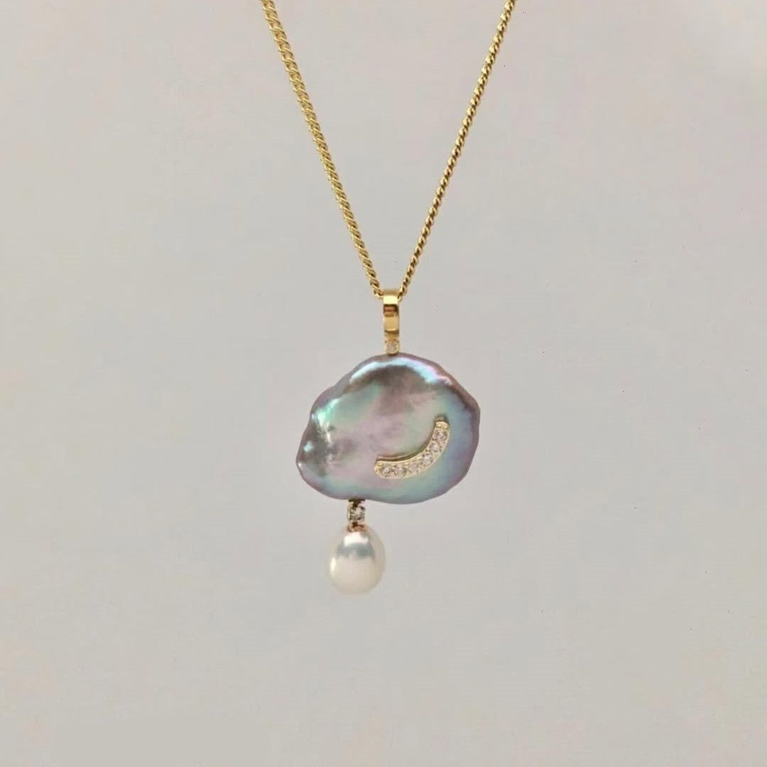 Alizae Pearl Moon Star Necklace