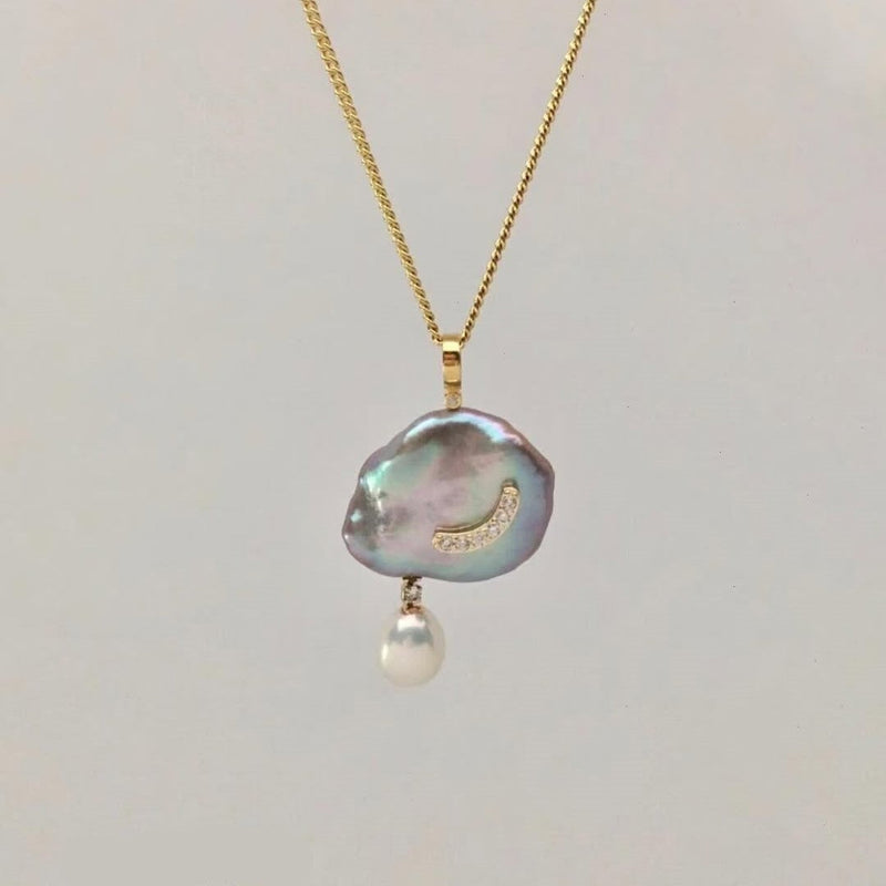 Alizae Pearl Moon Star Necklace