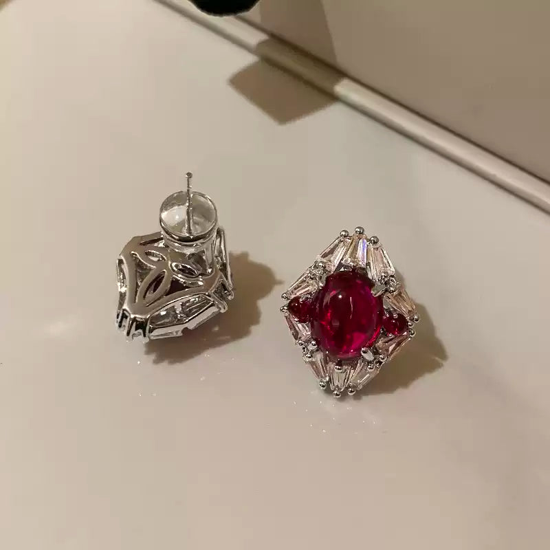 Scarlet Elegance Ruby Stud Earrings
