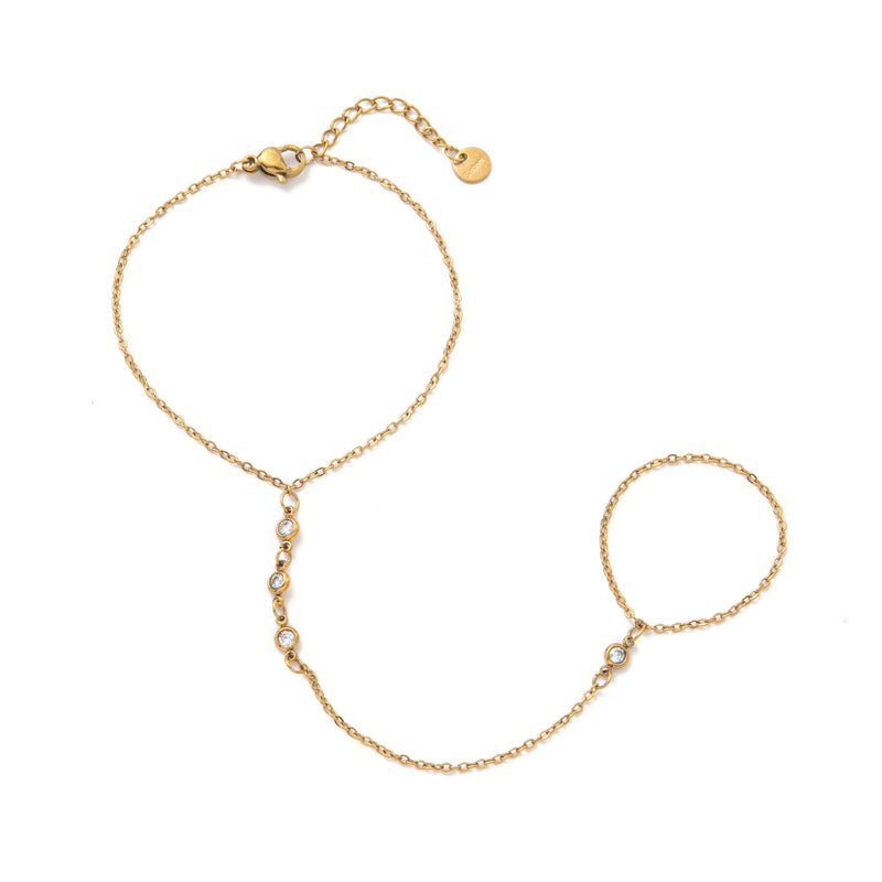 Elliette Gold Plated Finger Chain Bracelet