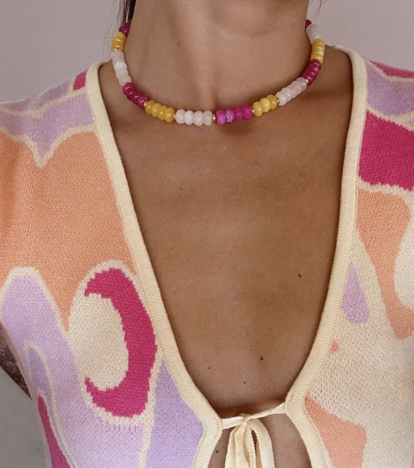 Ava Pink-yellow Choker Necklace