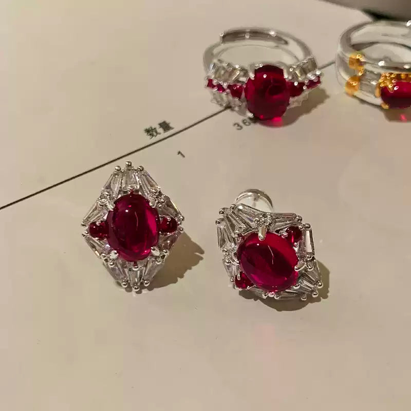 Scarlet Elegance Ruby Stud Earrings