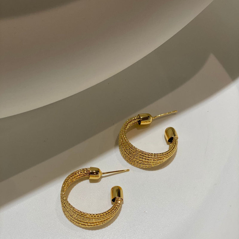 Raven Multi-line Hoop Earrings