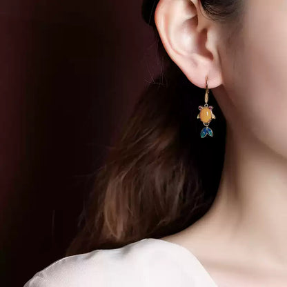 Amber Fish Dangle Earrings