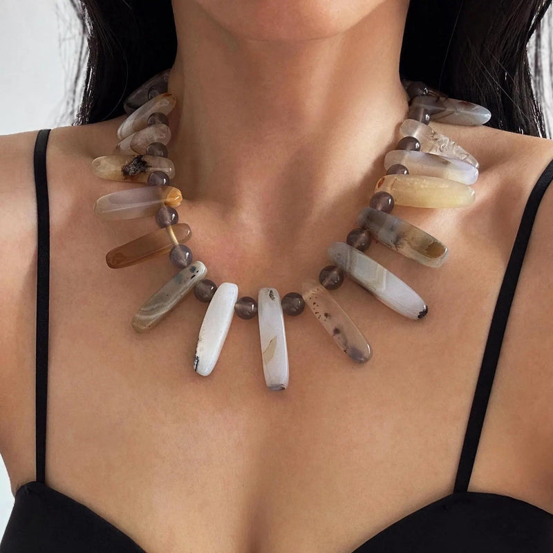 Lara Bold Spike Natural Stone Necklace