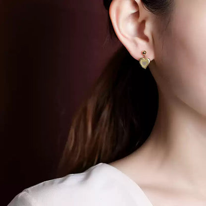 Bella Heart Jade Drop Earrings