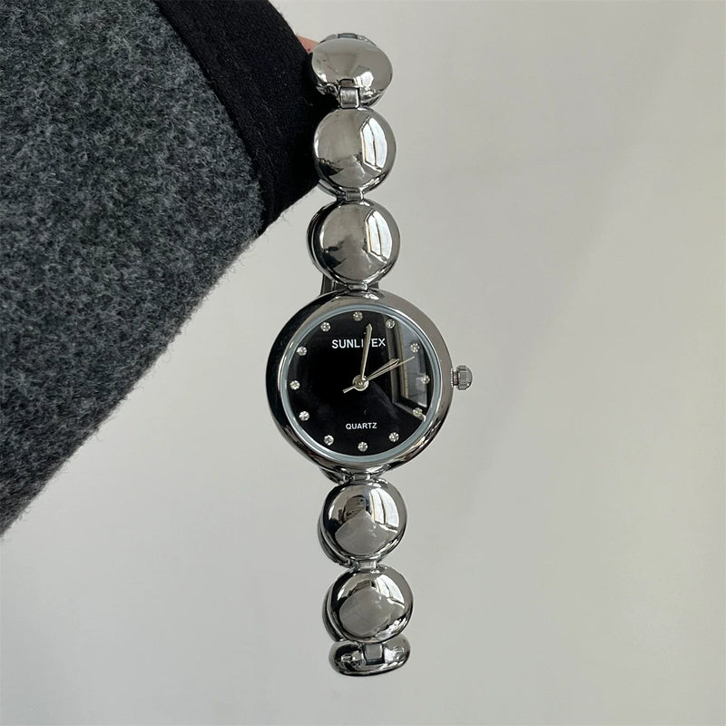 Small Dial Gold Bead Bracelet Watch