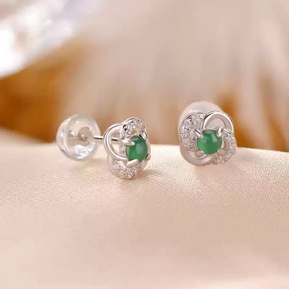 Kaia Jade Halo Stud Earrings
