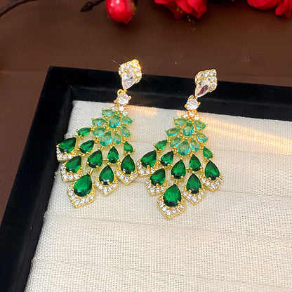 Maelee Zircon Feather Drop Earrings