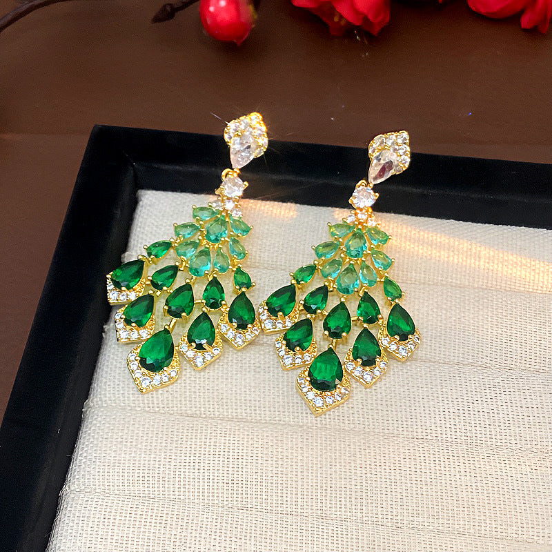 Maelee Zircon Feather Drop Earrings
