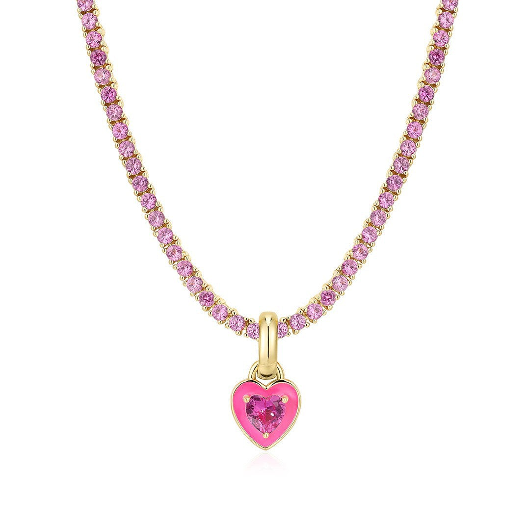 Heart Pendant Gemstone Tennis Necklace