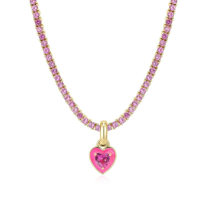 Heart Pendant Gemstone Tennis Necklace