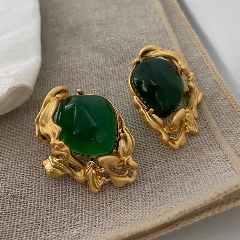 Lacey Emerald Green Stud Earrings