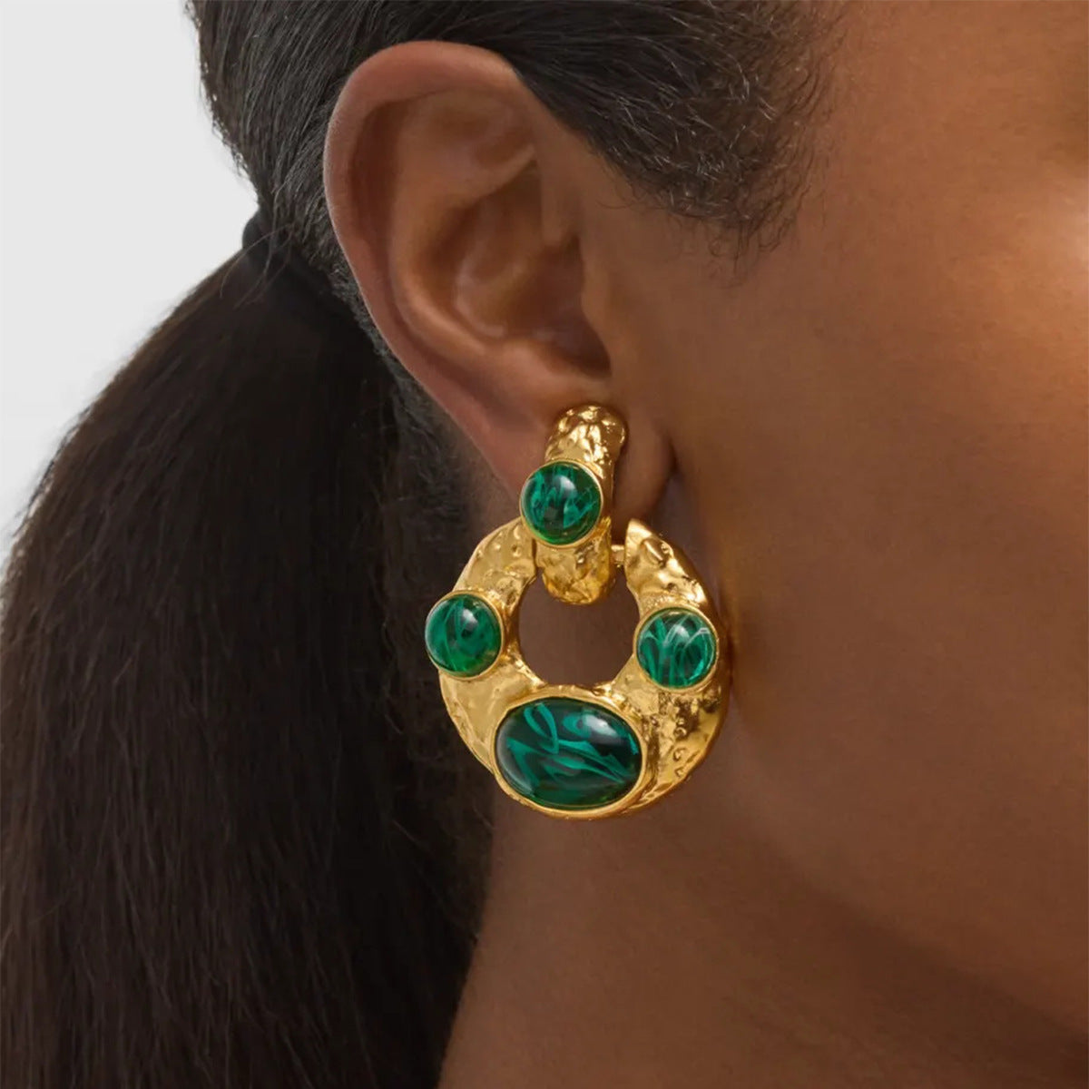 Malachite Statement Hoop Earrings