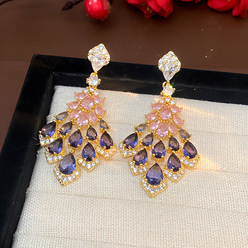 Maelee Zircon Feather Drop Earrings