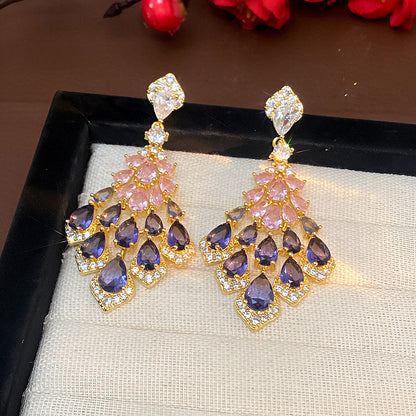 Maelee Zircon Feather Drop Earrings