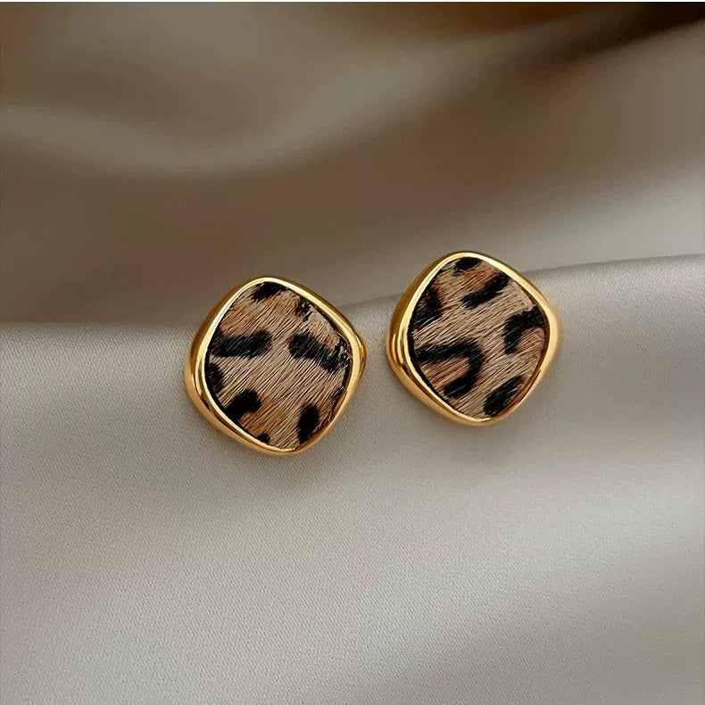 Leopard Print Stud Earrings