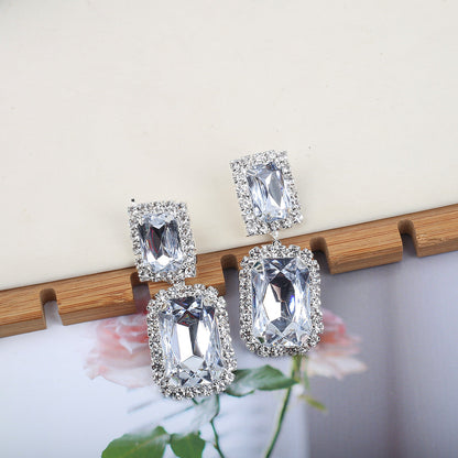 Ava Square Crystal Earrings