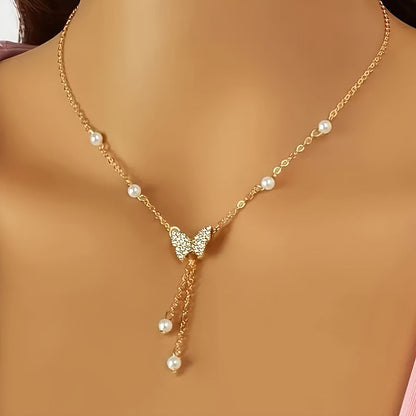 Meklit Pearl Butterfly Choker Necklace