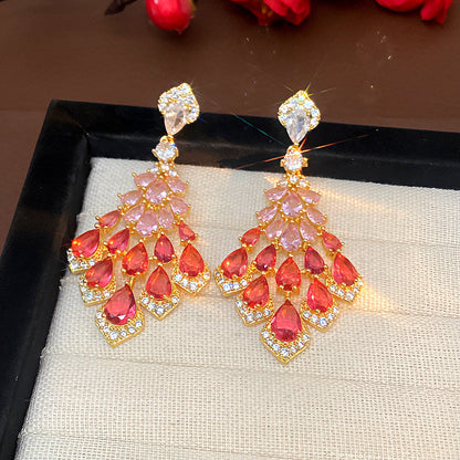 Maelee Zircon Feather Drop Earrings