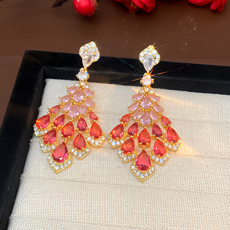 Maelee Zircon Feather Drop Earrings