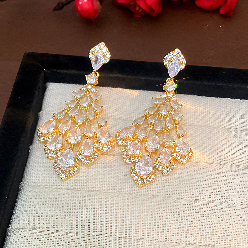 Maelee Zircon Feather Drop Earrings