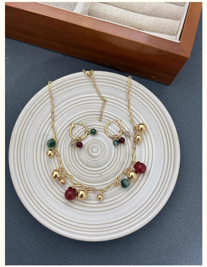 Necklace and Earrings Set With Beads