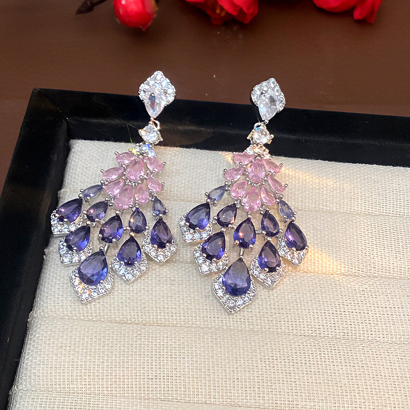 Maelee Zircon Feather Drop Earrings