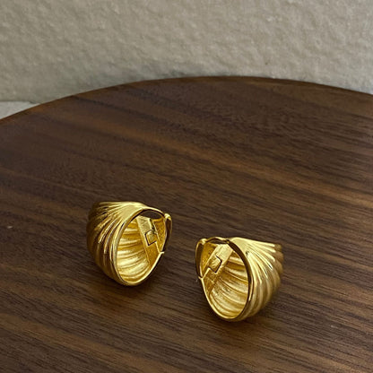 Audree Textured Shell Hoops