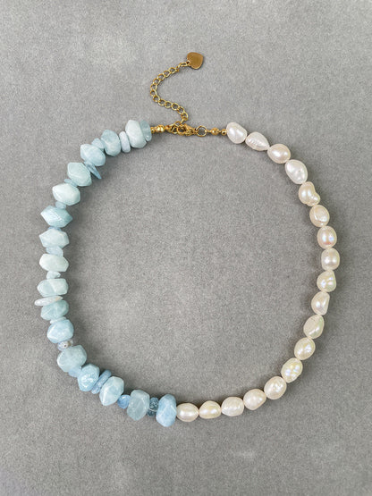Stori Aquamarine & Pearl Necklace