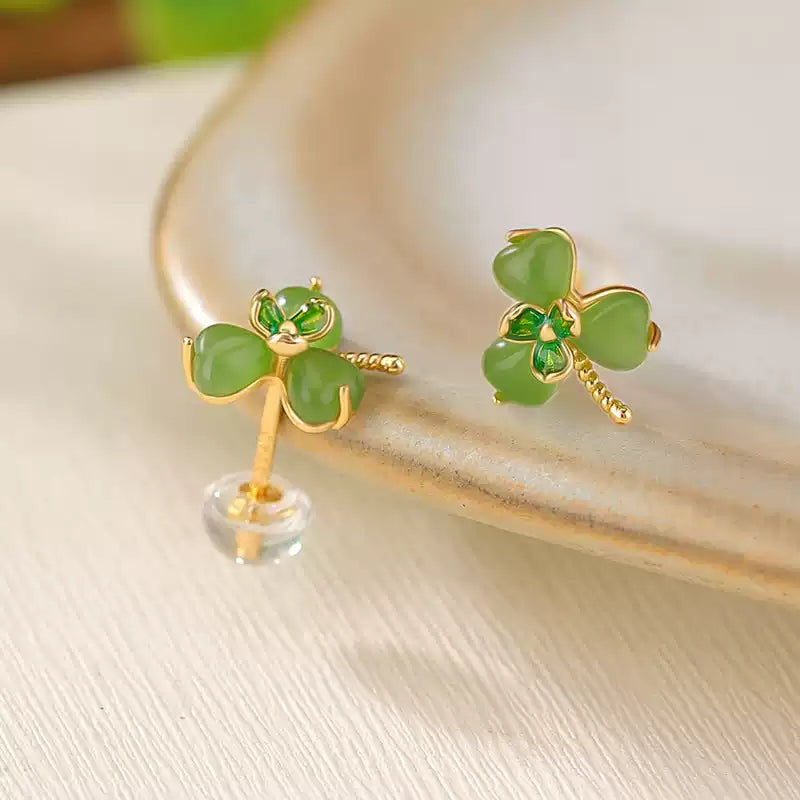 Talia Jade Clover Stud Earrings