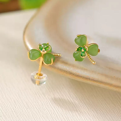 Talia Jade Clover Stud Earrings