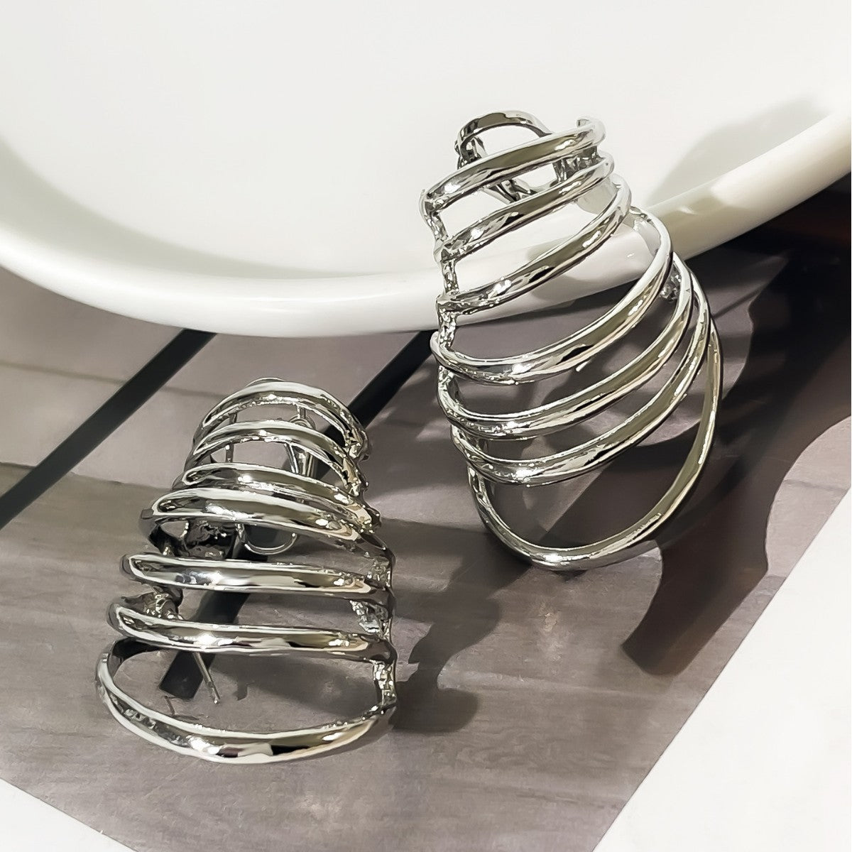 Seerat Geometric Layered Earrings