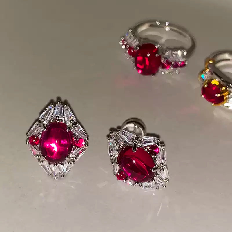 Scarlet Elegance Ruby Stud Earrings