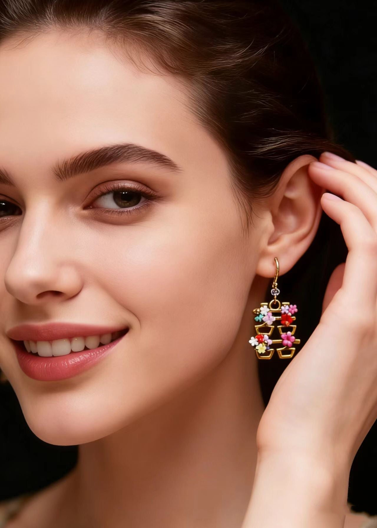 Original Design Flower Xi Copper Wedding Drop Earrings