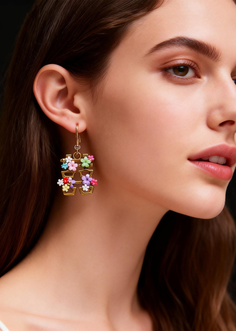 Original Design Flower Xi Copper Wedding Drop Earrings