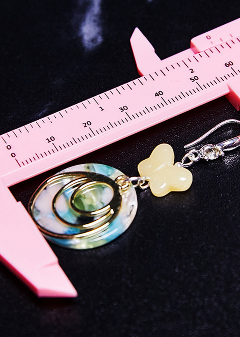 Original Design Light Yellow Butterfly Jade Drop Earrings