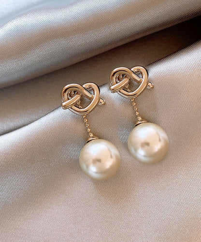 Original Design Silk Copper Love Pearl Drop Earrings