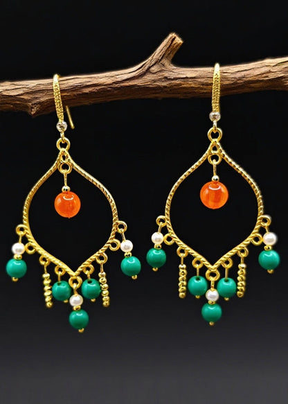 Original Design Tasseled Turquoise Drop Earrings