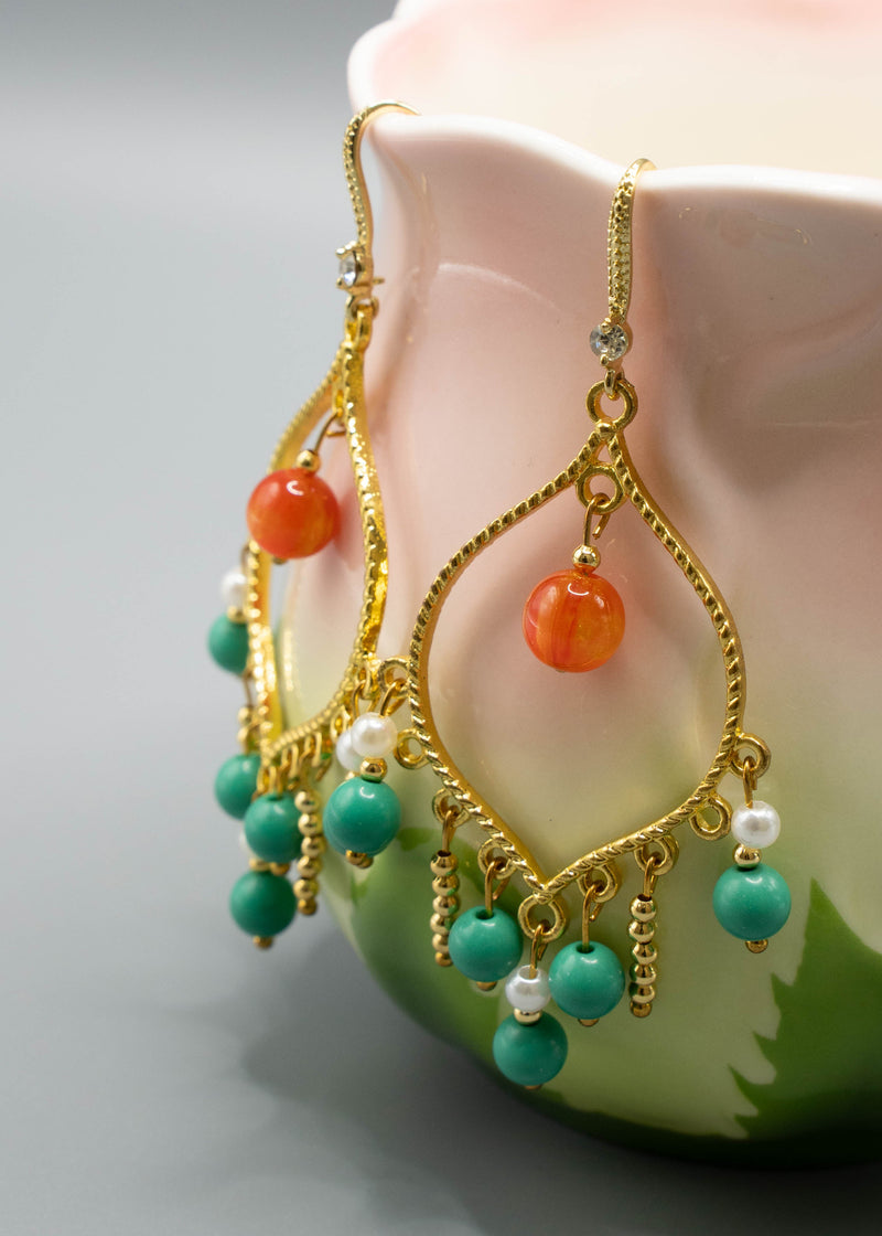 Original Design Tasseled Turquoise Drop Earrings