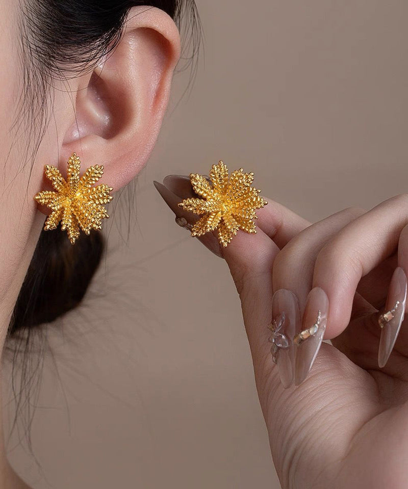 Oversize Gold Copper Alloy Stud Earrings