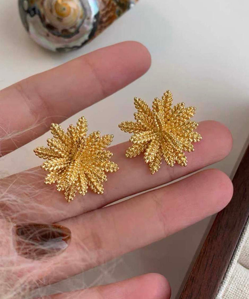 Oversize Gold Copper Alloy Stud Earrings