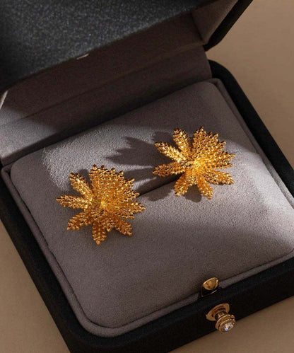 Oversize Gold Copper Alloy Stud Earrings