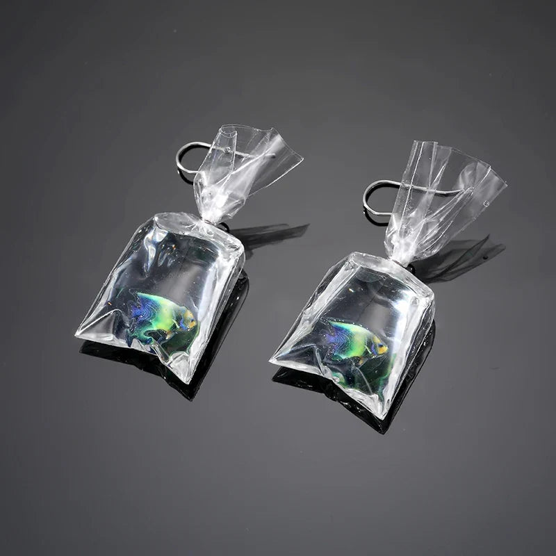 Tropical Fish in Water Bag Earrings