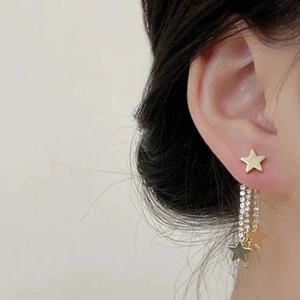 Star Tassel Gold Earrings