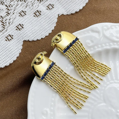 14k Gold Plated Eagle Tassel Earrings