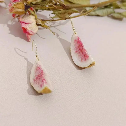 Unique Epoxy Resin Fruit Earrings Summer Natural Orange Chip Earrings Lemon Earrings Statement Jewelry Strawberry Earrings