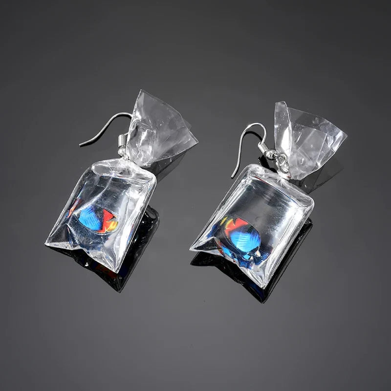 Tropical Fish in Water Bag Earrings