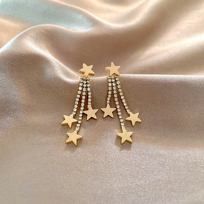 Star Tassel Gold Earrings