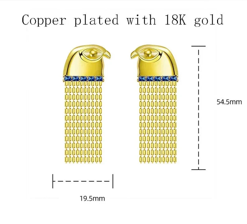 14k Gold Plated Eagle Tassel Earrings